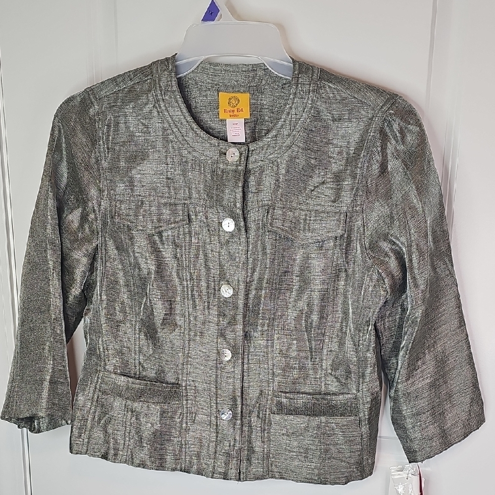 Ruby Rd. Shimmering Silver‎ Women's Blazer S8ze 12P